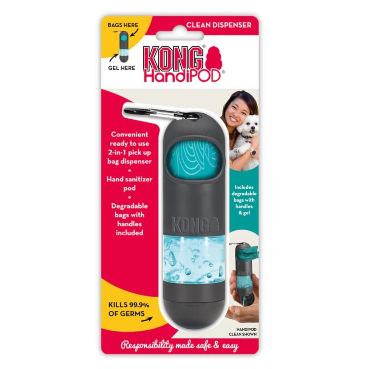 Kong HandiPOD Clean poseholder med hånddesinfeksjon