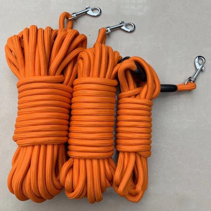 Langline med håndtak til hund i oransje – 5m, 10m og 15m
