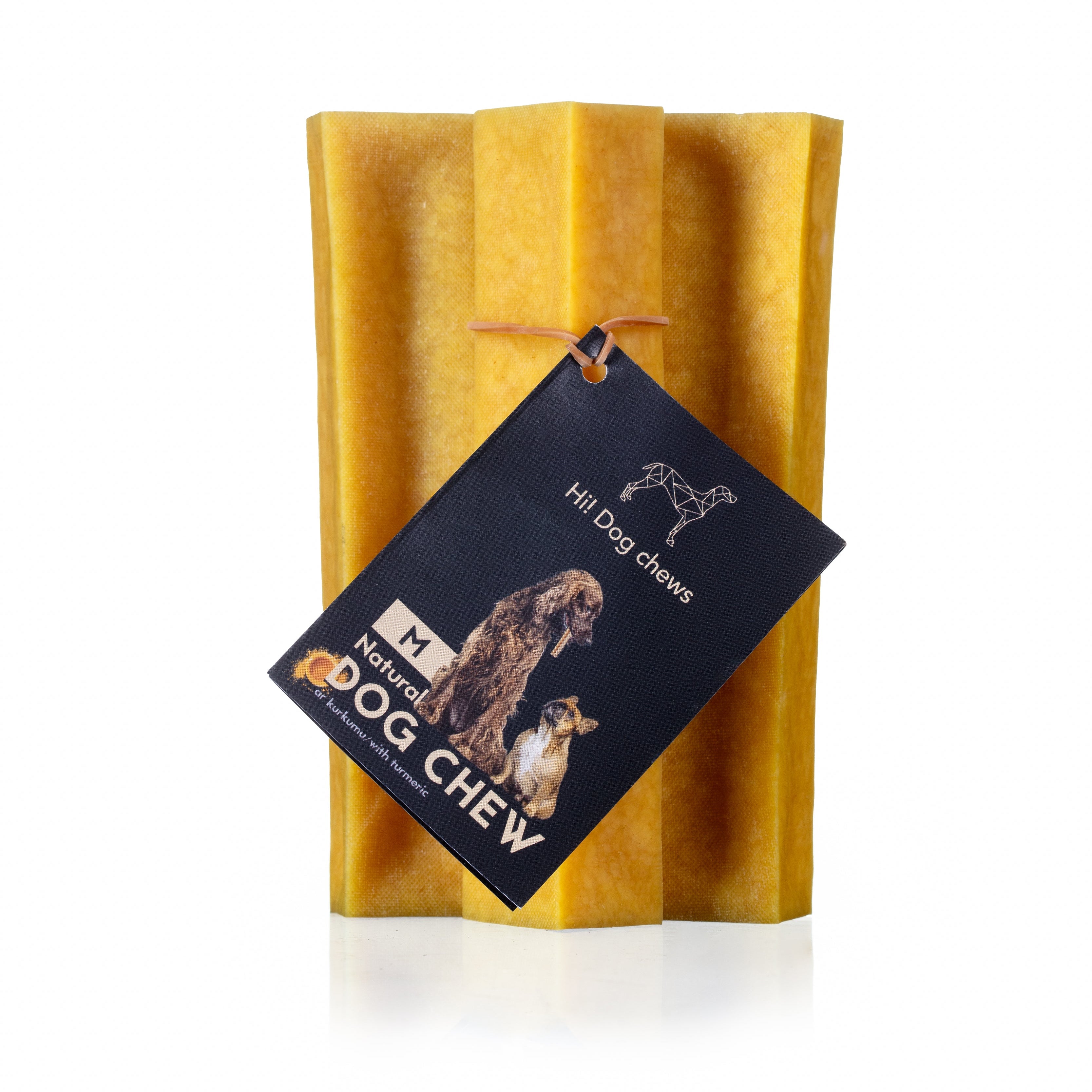 Hi! Dog Chews – Smaksatte ostetygger til hund (Dill & Gurkemeie, S–XL)