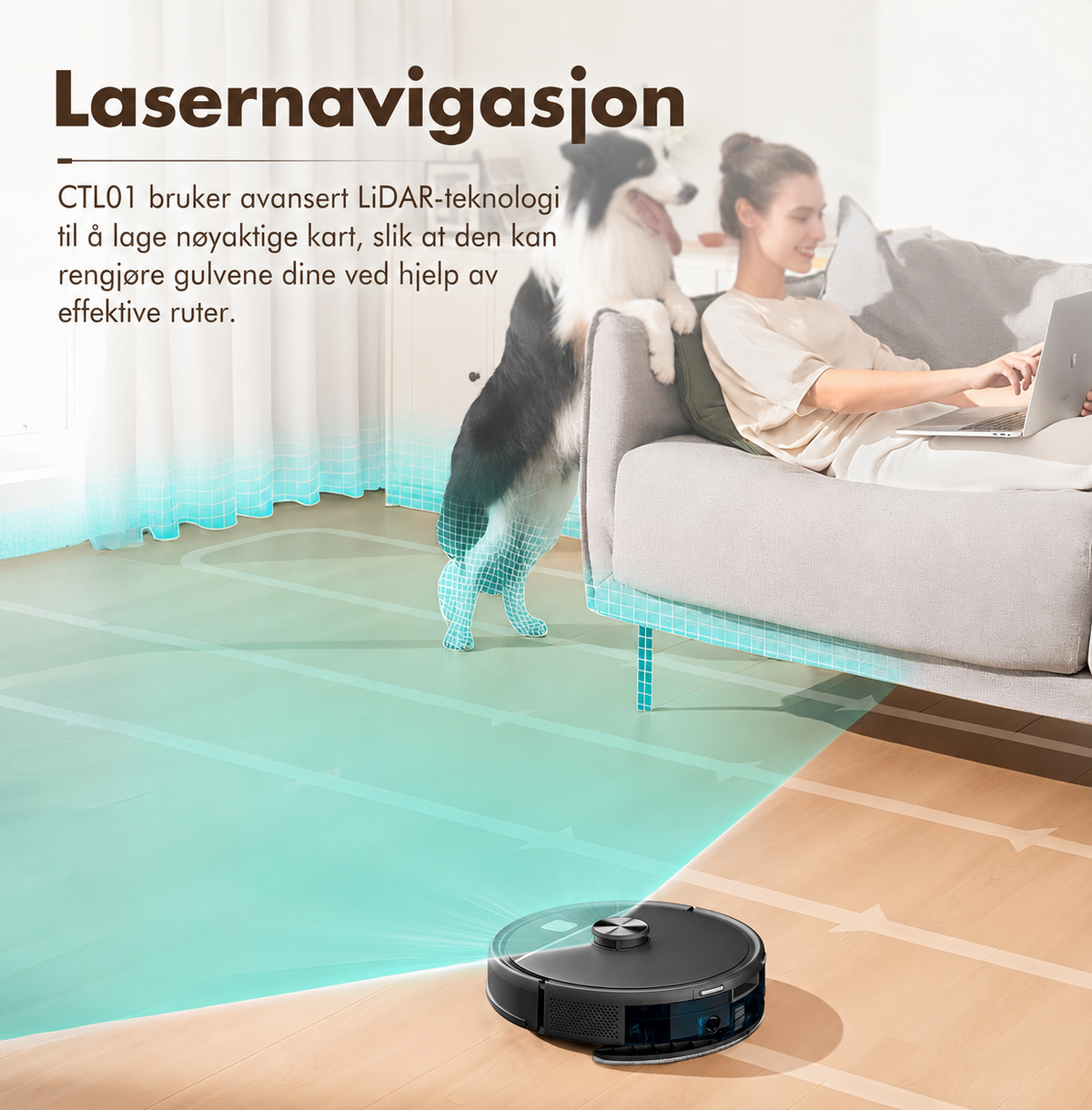 Robotstøvsuger med mopp og LiDAR – 5000 Pa