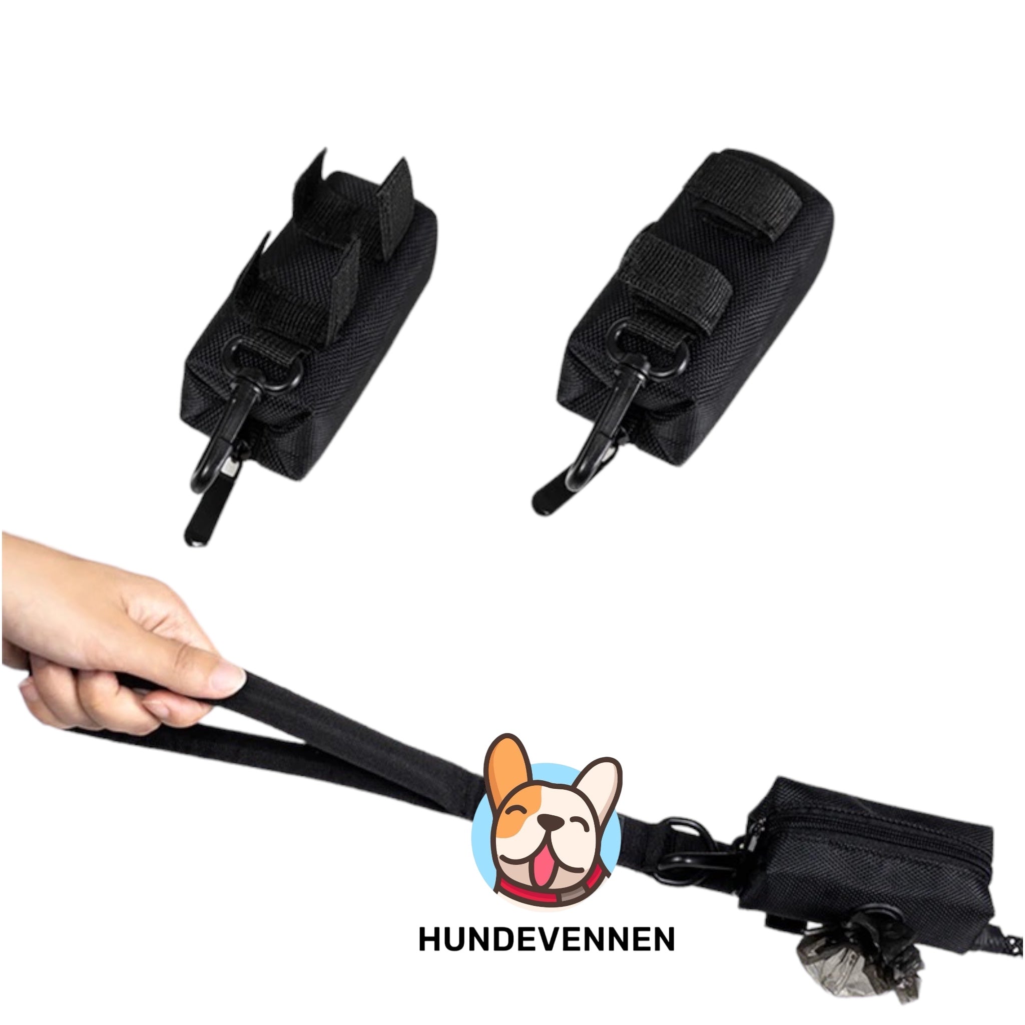 Hundeposeholder med krok og borrelås