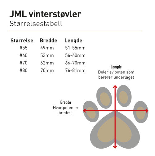 JML vinterstøvler størrelsesguide