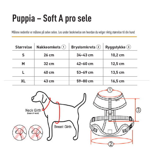 Puppia Soft A Pro hundesele m/refleks