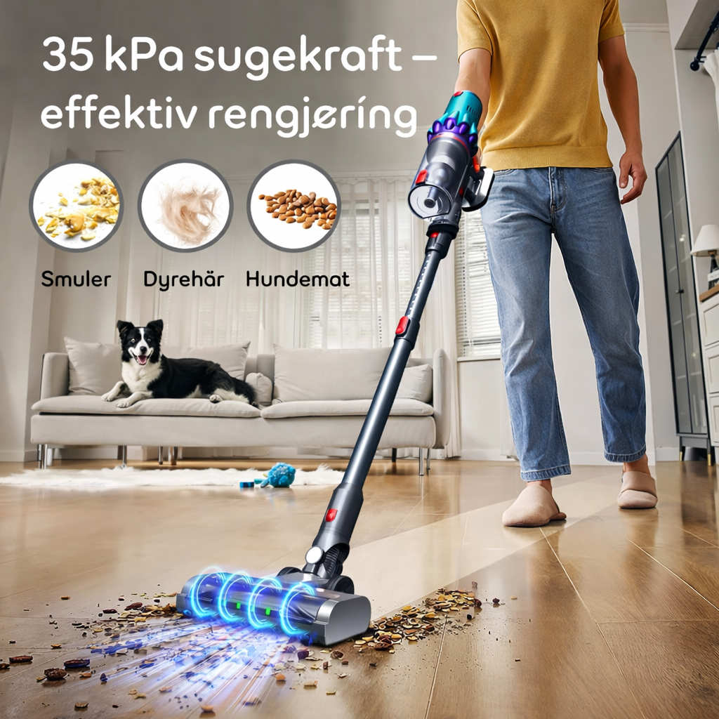 Støvsugeren har fgod sugekraft og er en den beste støvsugeren vi har med høyest effekt