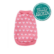 Strikket Trøye Rosa - Hvite hjerter