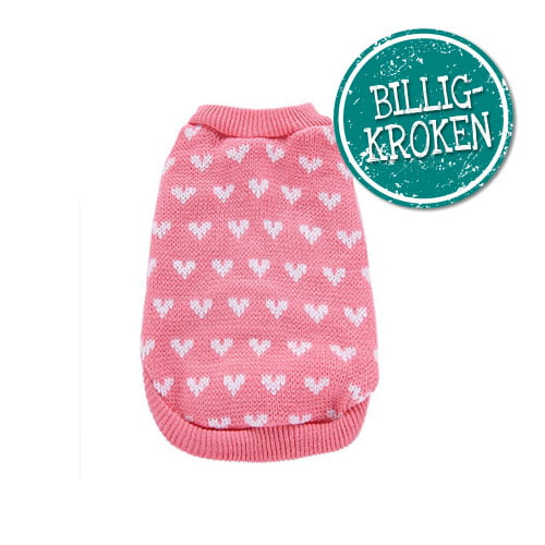 Strikket Trøye Rosa - Hvite hjerter