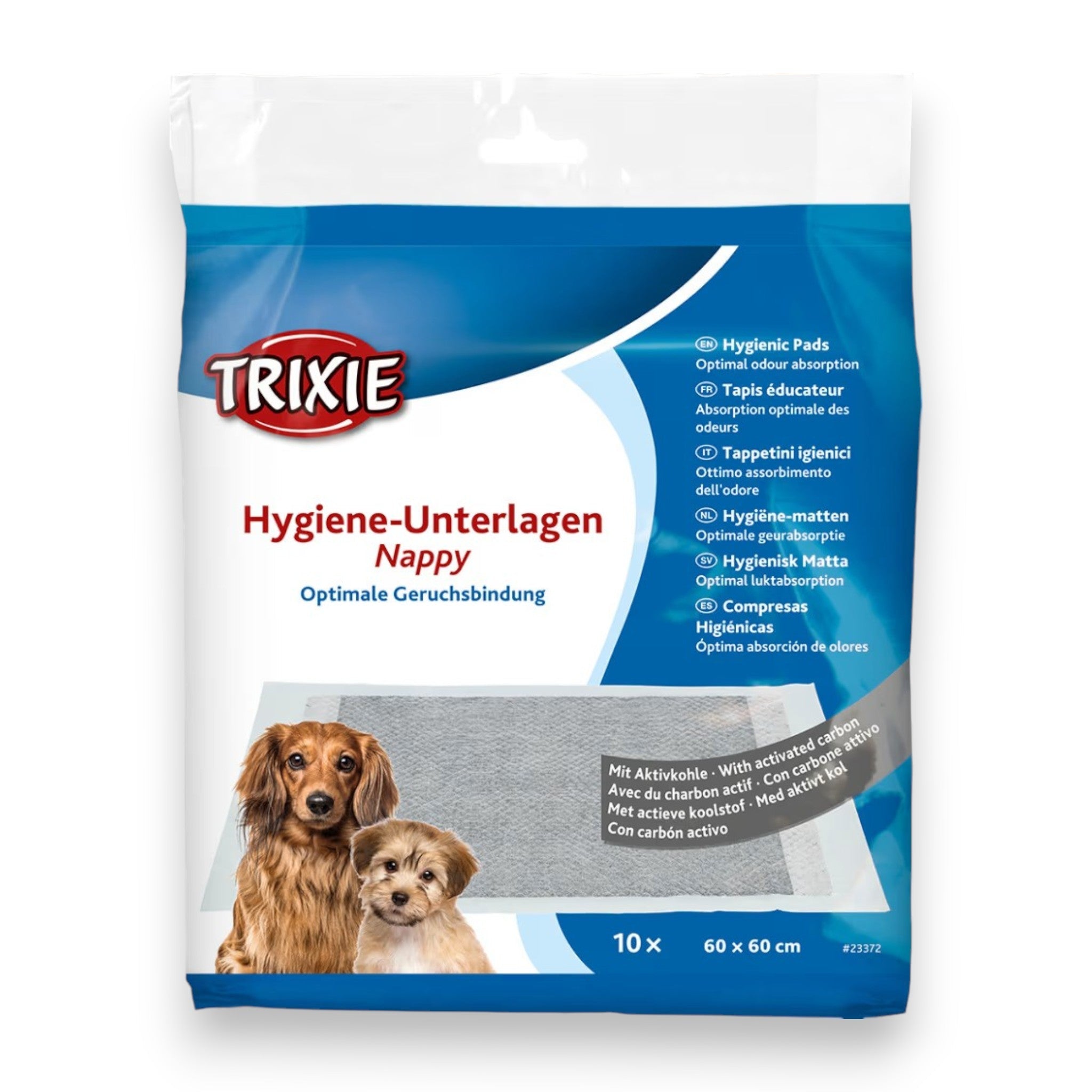 Trixie tisseunderlag med aktivt kull til valp, 60 × 60 cm, 10 stk.