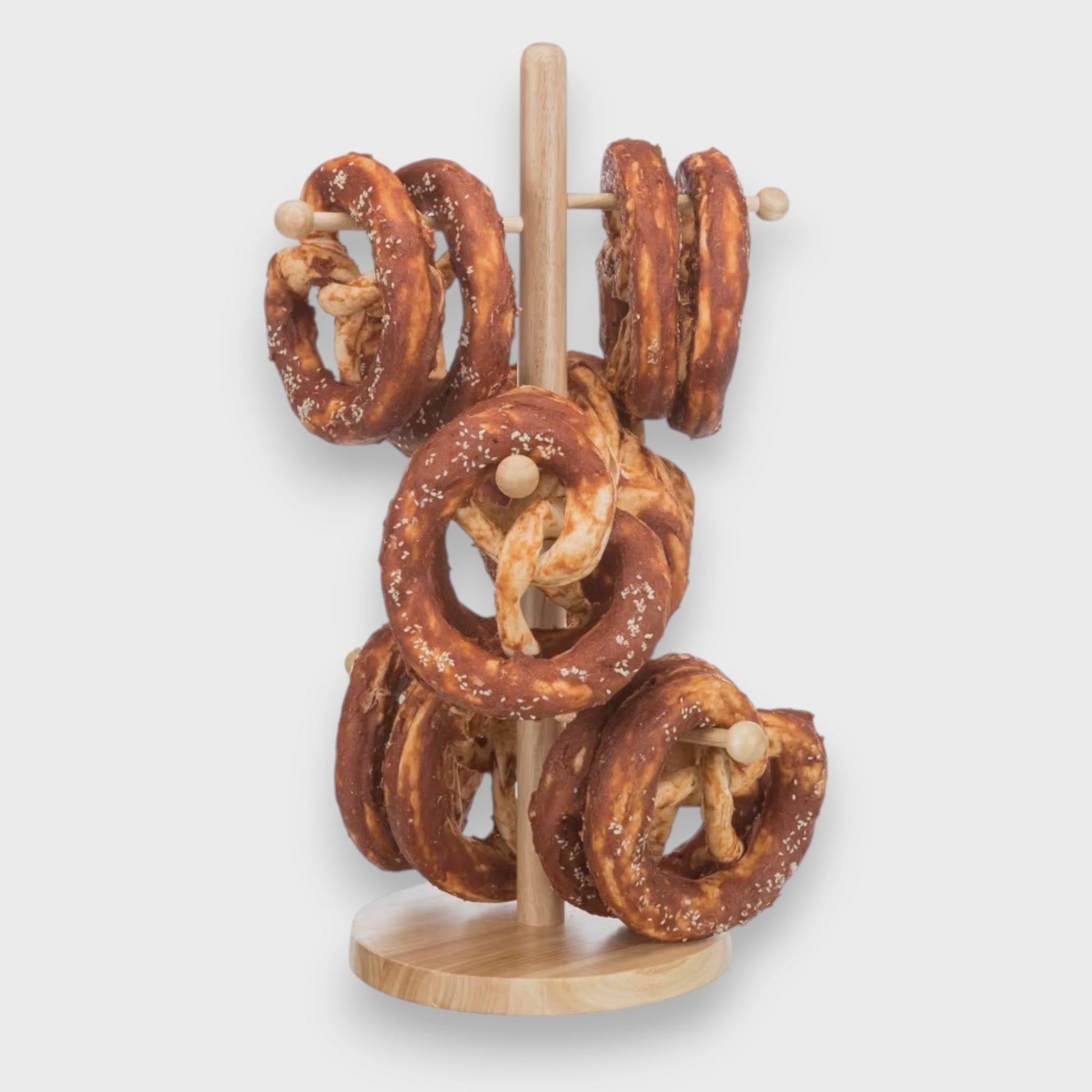Stor tyggepretzel med and til hund, 15 cm og ca. 140 g, med ekstra tykk råhud